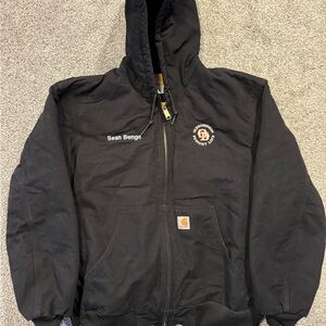 Carhartt‎ Jacket Mens XL Black Quilted Lining USA Hooded Chore Canvas Coat *
